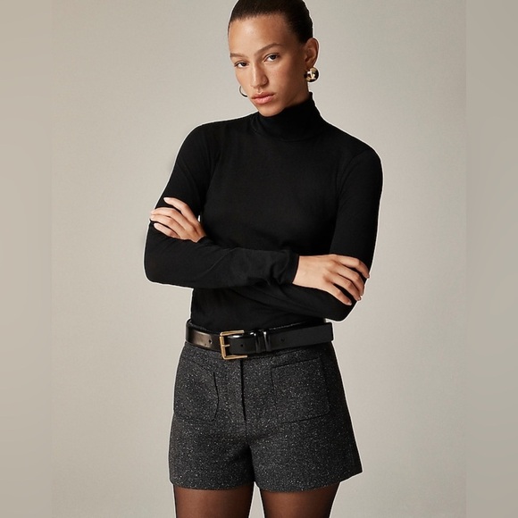 NWT J. Crew Tissue crepe turtleneck black top blouse size XS - Picture 1 of 11